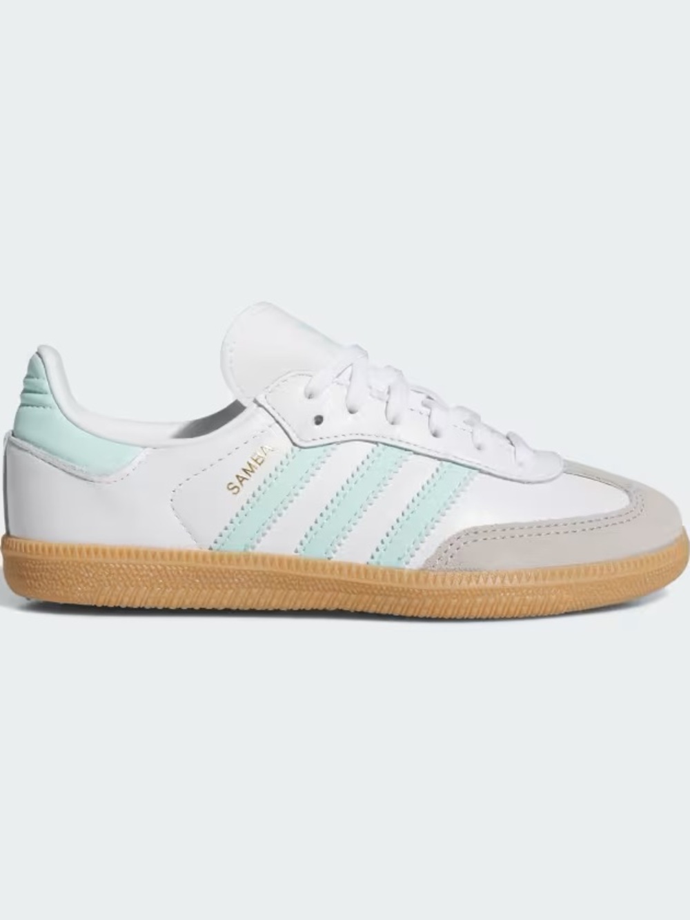 Adidas Samba Kids Sneakers in White and Mint/aqua